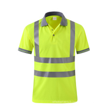 Polo fluorescent jaune à imperméabilité respirante avec ruban réfléchissant logo personnalisé disponible